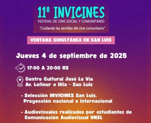 El Festival de Cine Social y Comunitario INVICINES tendrá una sala de exhibición en San Luis