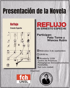 Presentarán el libro “Reflujo” de Ernesto Espeche
