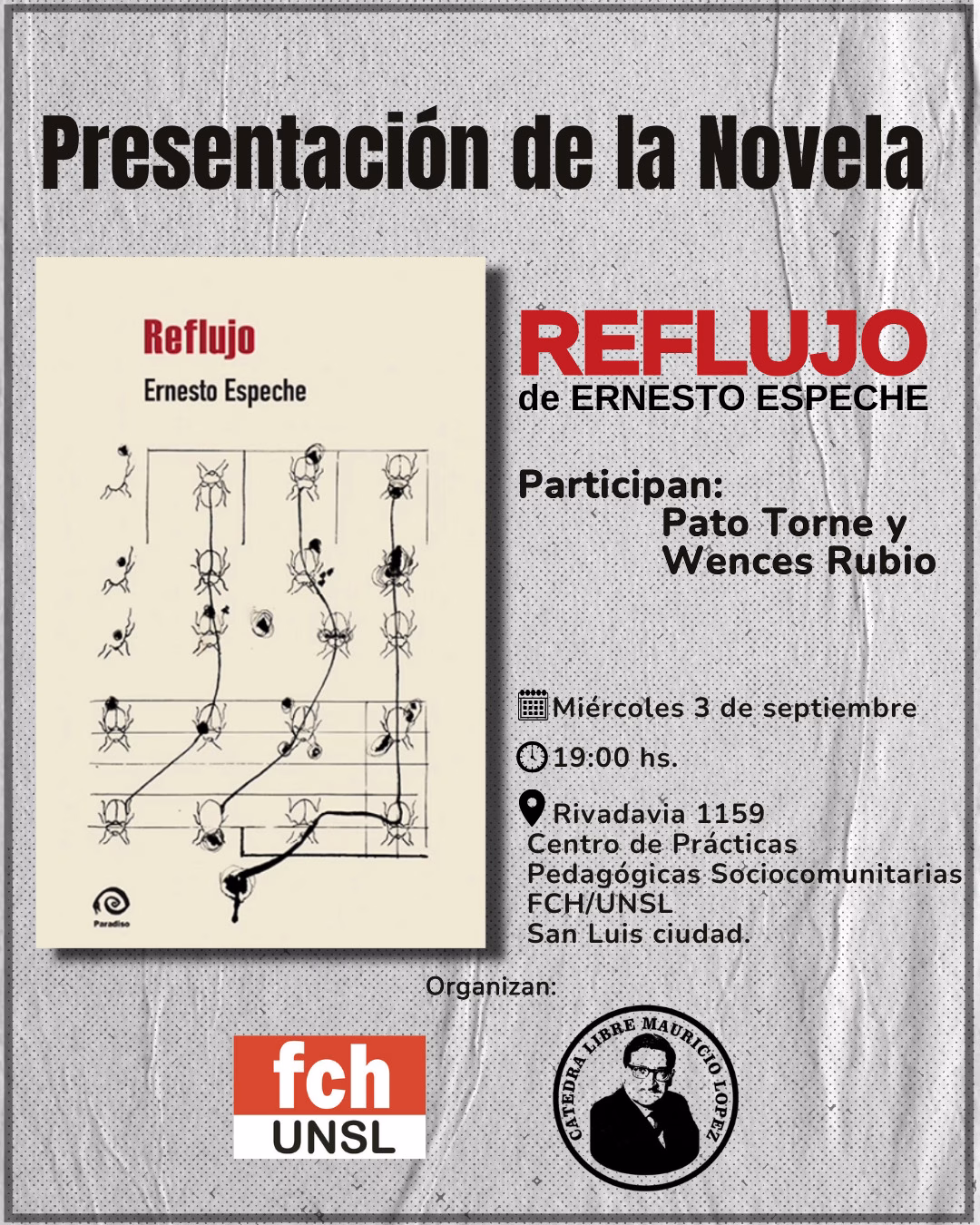 Presentarán el libro “Reflujo” de Ernesto Espeche