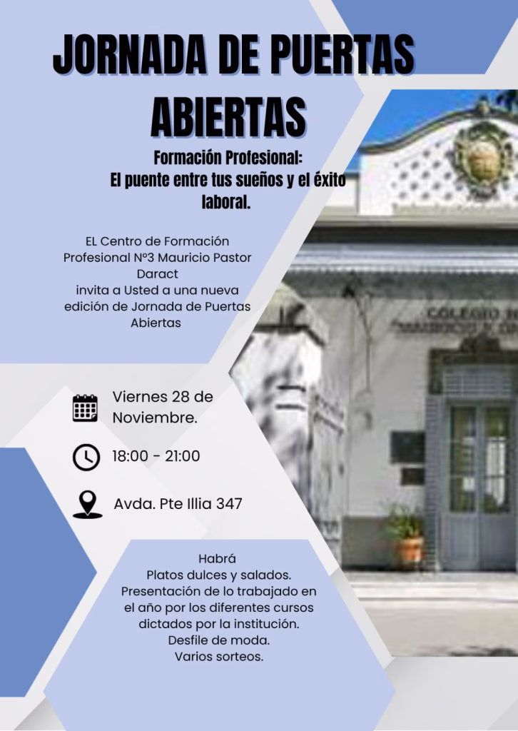 El Centro de Formación Profesional N°3 Mauricio Pastor Daract tendrá su Jornada de Puertas Abiertas - imagen destacada