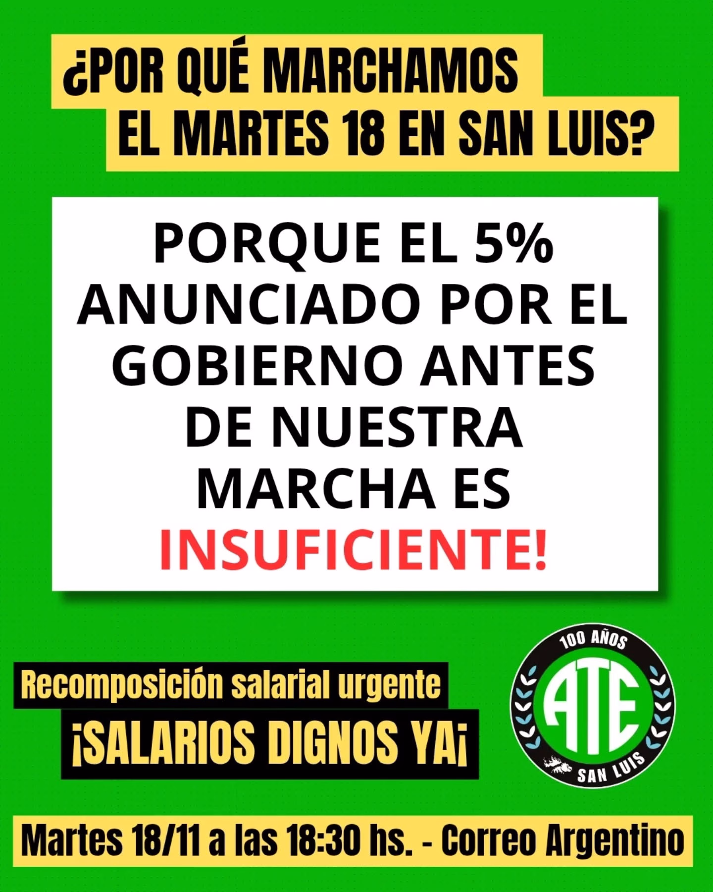 Para ATE un bono no es aumento y un 5 % es insuficiente