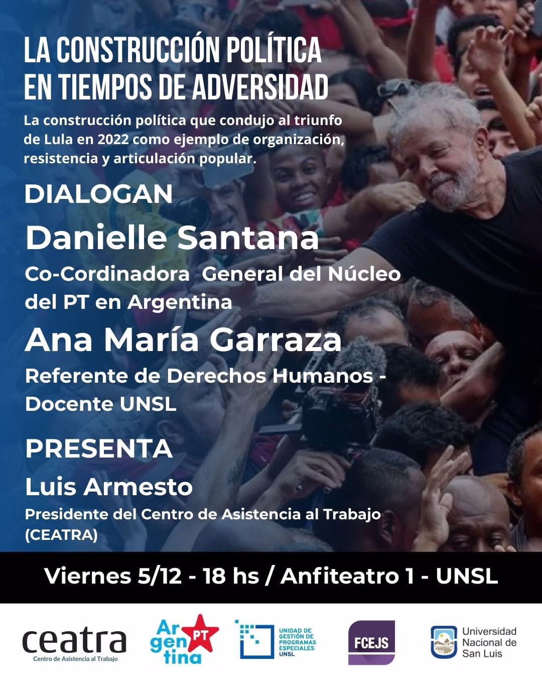 Realizarán un conversatorio sobre la construcción política en tiempos de adversidad