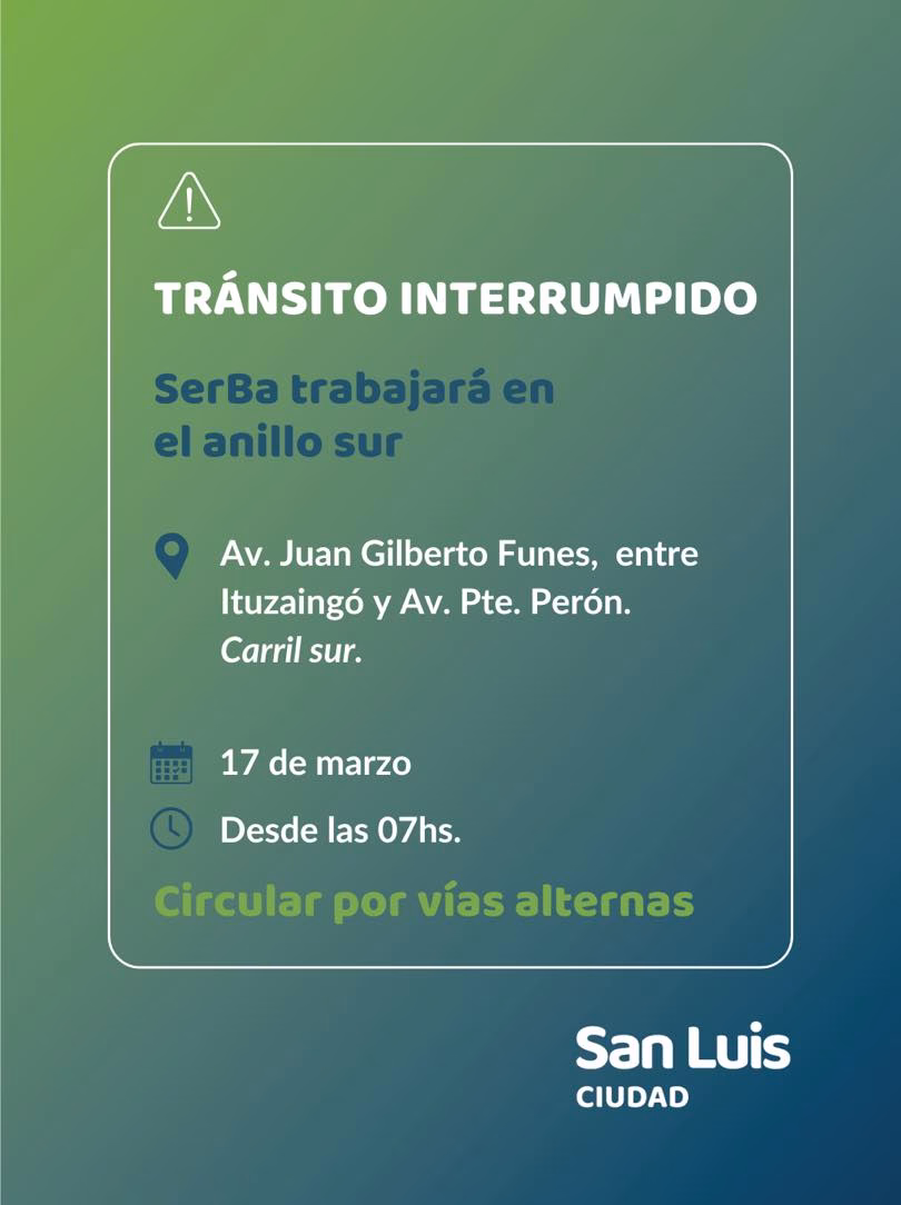 Serba realiza hoy intervenciones en el anillo sur de la red de agua potable y habrá tránsito interrumpido