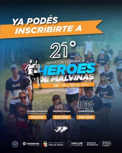 Siguen las inscripciones para la Maratón Homenaje “Héroes de Malvinas” en Merlo