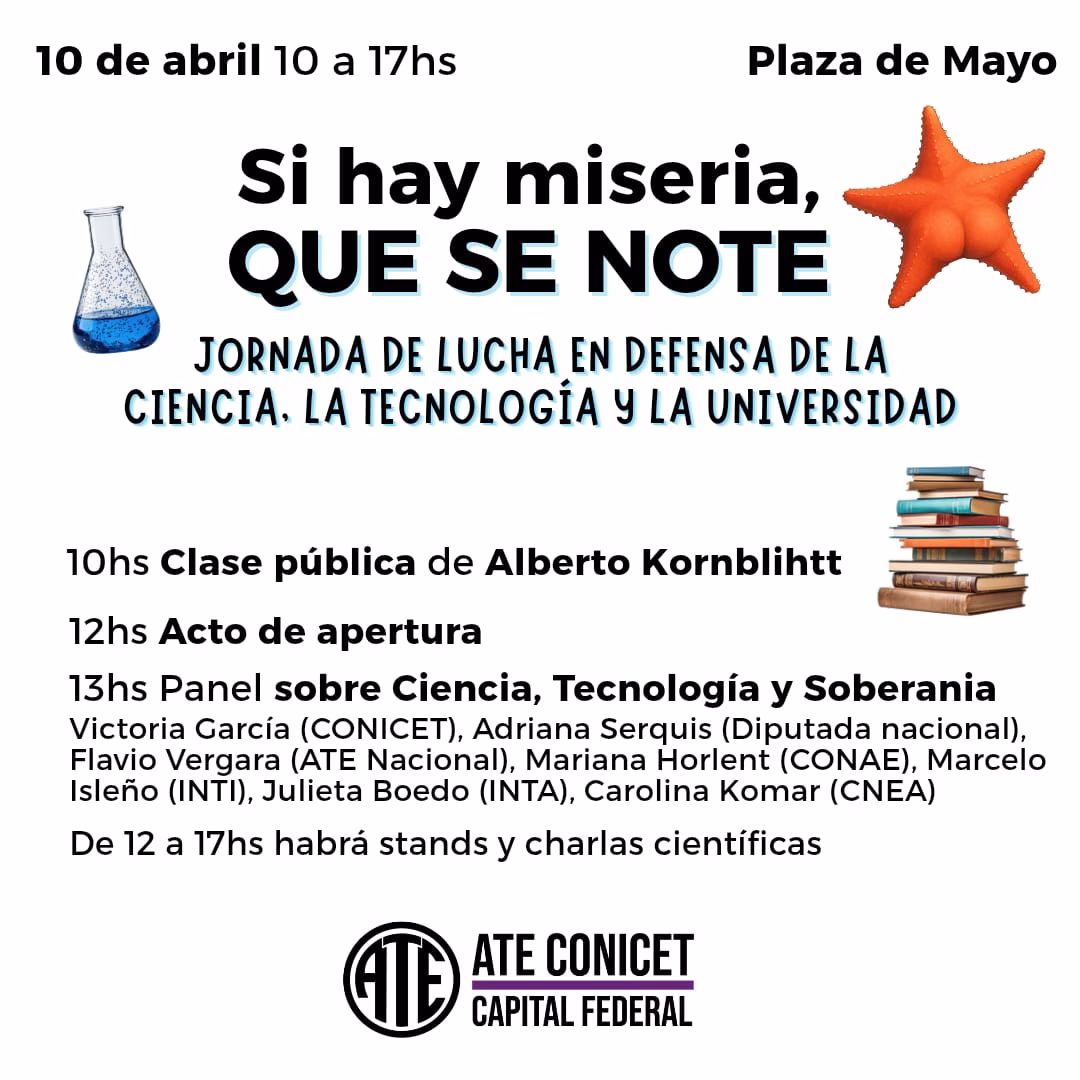 Trabajadores de Ciencia y Tecnología realizan una jornada de lucha en Plaza de Mayo y el resto del país 