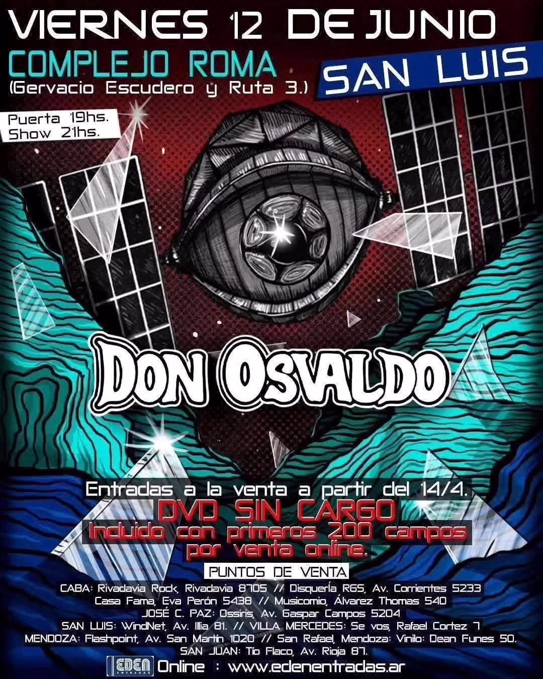 Don Osvaldo se presentará en la provincia de San Luis el viernes 12 de junio