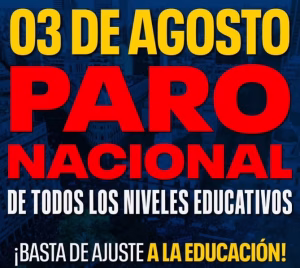 Docentes universitarios convocan a un paro nacional para el 3 de agosto