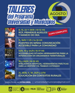 Universidad y Municipios recordó la oferta de capacitaciones gratuitas que se dictarán durante agosto