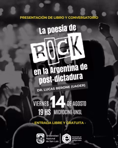 Presentarán el libro La poesía de rock en la Argentina de post-dictadura